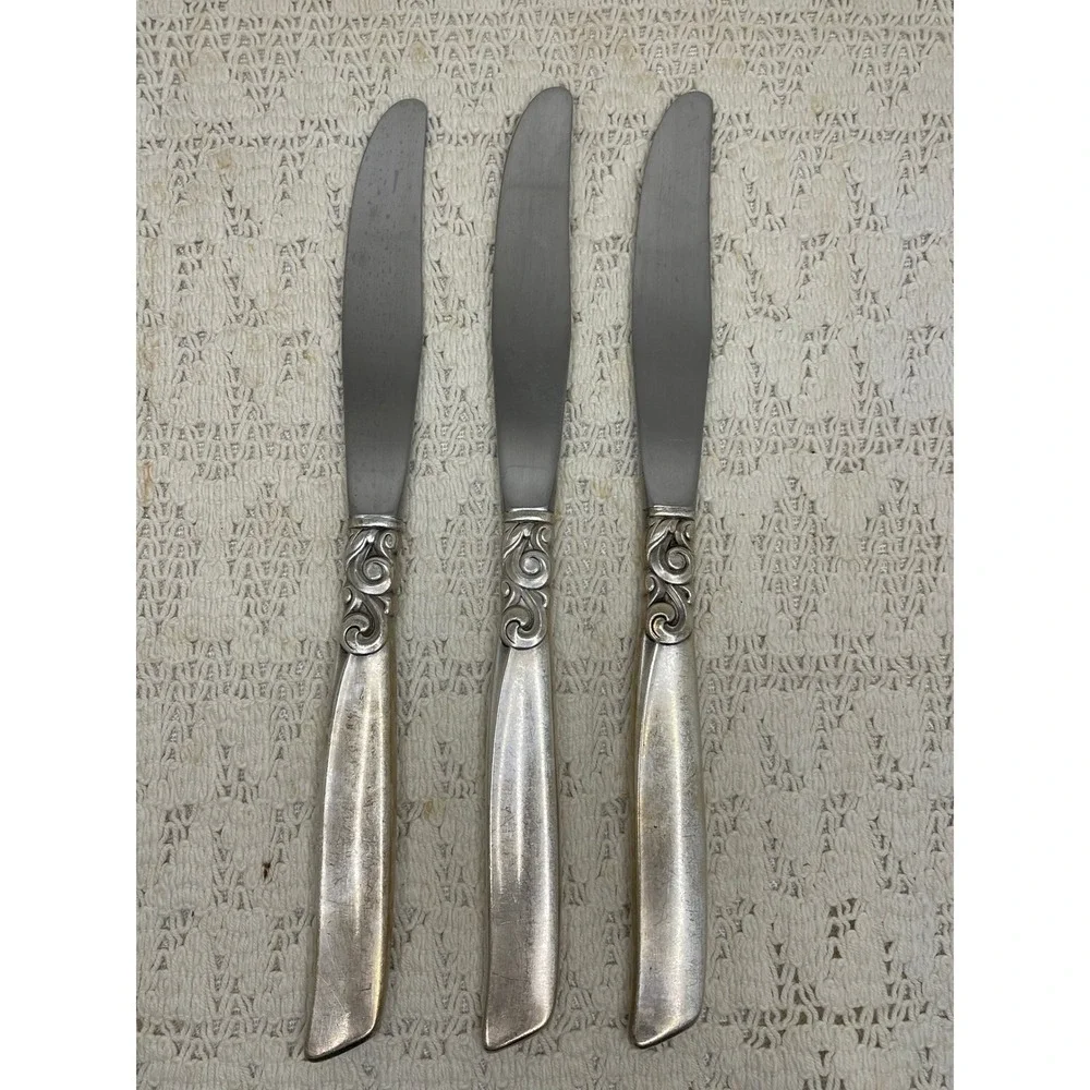Oneida Community South Seas Silverplate Dinner Knives Set of 3 Vintage Flatware